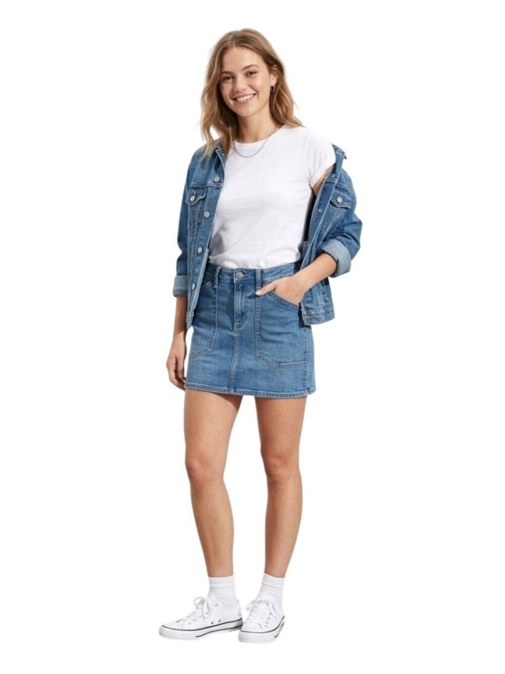 American Eagle Hi-Rise Mini Skirt Size 00 Regular Blue Light Wash